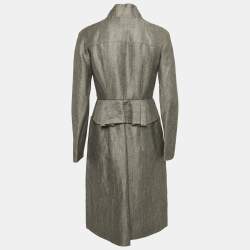 Valentino Grey Linen and Wool Blend Mid-Length Coat M