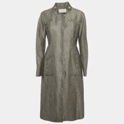 Valentino Grey Linen and Wool Blend Mid-Length Coat M