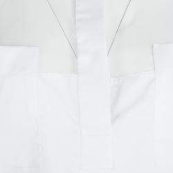 Pre Owned Valentino White Cotton Sheer Yoke Detail Short Sleeve Shirt S