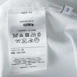 Pre Owned Valentino White Cotton Sheer Yoke Detail Short Sleeve Shirt S