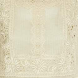 Pre Owned Valentino Cream Eyelet Lace Cotton Shift Dress S