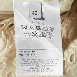 Pre Owned Valentino Cream Eyelet Lace Cotton Shift Dress S