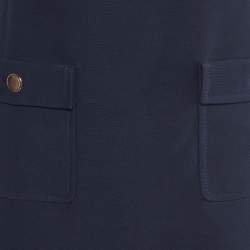 Pre Owned Valentino Navy Blue Wool & Silk Shift Dress M