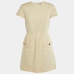 Valentino Cream Wool & Silk Knee Length Dress M