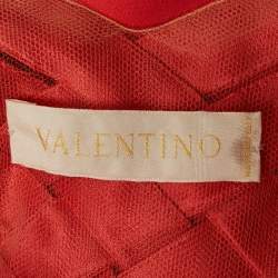 Pre Owned فستان فالنتينو كريب وردي تفاصيل ساتان بلا أكمام ماكسي مقاس كبير (لارج)