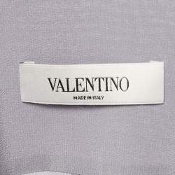 Valentino Grey Silk Contarst Neck Detail Shirt S