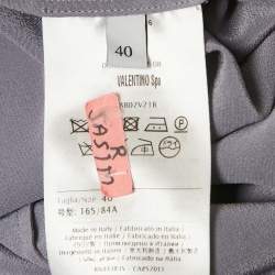 Valentino Grey Silk Contarst Neck Detail Shirt S