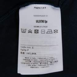 Pre Owned Valentino Navy Blue VLogo Cotton T-Shirt S