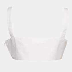 Pre Owned Valentino Altorilievo White Floral Applique Cotton Crop Top M