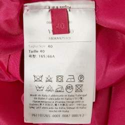 Pre Owned Valentino Pink Wool and Silk 3 Pc Skirt Suit M