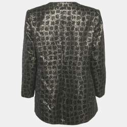 Pre Owned Valentino Vintage Black/Gold Brocade Jacket L