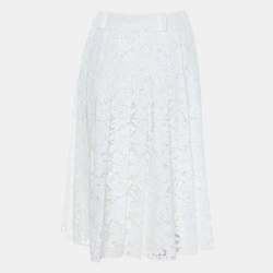 Valentino White Floral Lace Skirt S