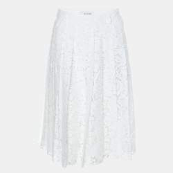 Valentino White Floral Lace Skirt S