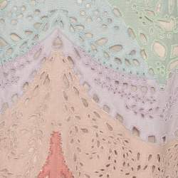Valentino Multicolor Linen Laser Cut Beaded Embellished Skirt M