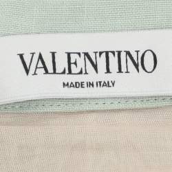 Valentino Multicolor Linen Laser Cut Beaded Embellished Skirt M
