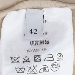 Valentino Multicolor Linen Laser Cut Beaded Embellished Skirt M
