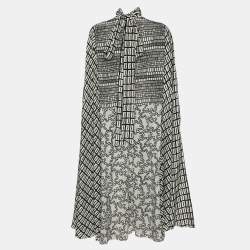 Valentino Black/White Printed Silk Blend Kaftan Dress XS