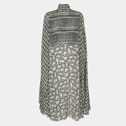 Valentino Black/White Printed Silk Blend Kaftan Dress XS