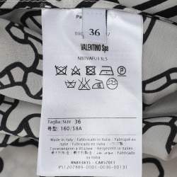 Valentino Black/White Printed Silk Blend Kaftan Dress XS