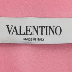 Valentino Pink Silk Lace Neck Tie Blouse S