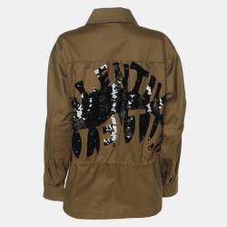 Valentino Khaki Cotton Sequin Embellished Jacket S