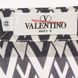 Valentino Vintage Blue V Pattern Silk Blend Shirt L