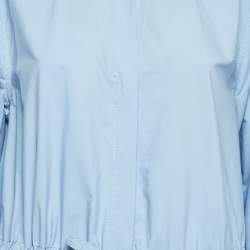 Pre Owned Valentino Blue Broderie Anglaise Cotton Long Sleeve Dress S