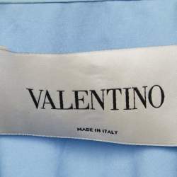 Pre Owned Valentino Blue Broderie Anglaise Cotton Long Sleeve Dress S