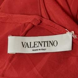 Valentino Red Corded Lace Long Sleeve Midi Dress M