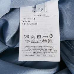 Pre Owned Valentino Blue Wool Blend Lace Detail Shift Dress L