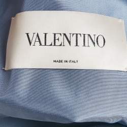 Pre Owned Valentino Blue Wool Blend Lace Detail Shift Dress L