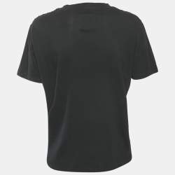 Pre Owned Valentino Black Cotton Knit Stud Detail Crew Neck T-Shirt S