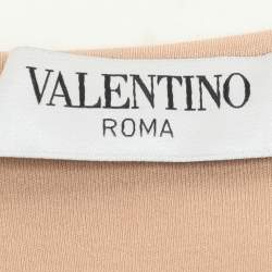 Pre Owned Valentino Beige Knit Silk Top M