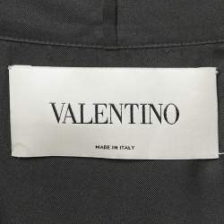 Pre Owned Valentino Black Lace and Satin Long Sleeve Midi Dress L