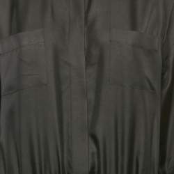 Pre Owned Valentino Black Lace and Satin Long Sleeve Midi Dress L