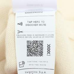 Pre Owned Valentino Cream Wool Blend and Ostrich Feather Pullover M