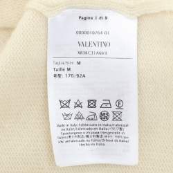 Pre Owned Valentino Cream Wool Blend and Ostrich Feather Pullover M