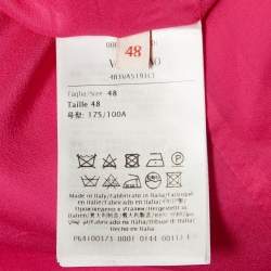 Pre Owned Valentino Pink Wool Blend V Metal Detail Shift Dress L