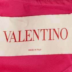 Pre Owned Valentino Pink Wool Blend V Metal Detail Shift Dress L