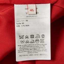 Pre Owned Valentino Red Wool Blend V Metal Detail Shift Dress L