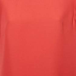 Pre Owned Valentino Red Wool Blend V Metal Detail Shift Dress L