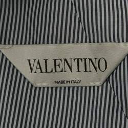 Pre Owned Valentino Blue Stripe Cotton Blend Button Front Blazer XL