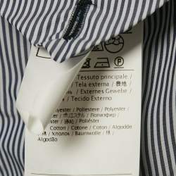 Pre Owned Valentino Blue Stripe Cotton Blend Button Front Blazer XL