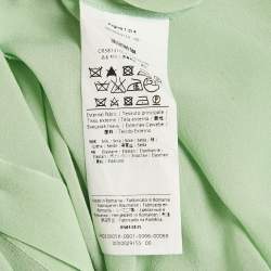 Pre Owned Valentino Green Silk Ruffled Button Front Blouse M