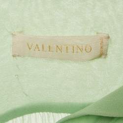 Pre Owned Valentino Green Silk Ruffled Button Front Blouse M