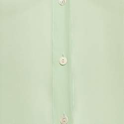 Pre Owned Valentino Green Silk Ruffled Button Front Blouse M