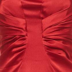 Pre Owned Valentino Red Silk Strapless Short Dress S