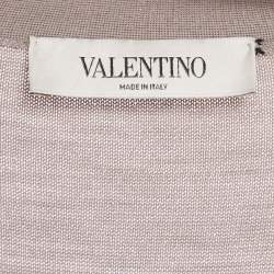 Pre Owned Valentino Mauve Lace and Knit V-Neck Sweater Dress S