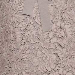 Pre Owned Valentino Mauve Lace and Knit V-Neck Sweater Dress S