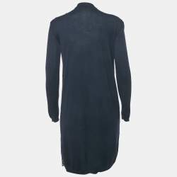 Pre Owned Valentino Navy Blue Lace and Knit Mini Dress S
